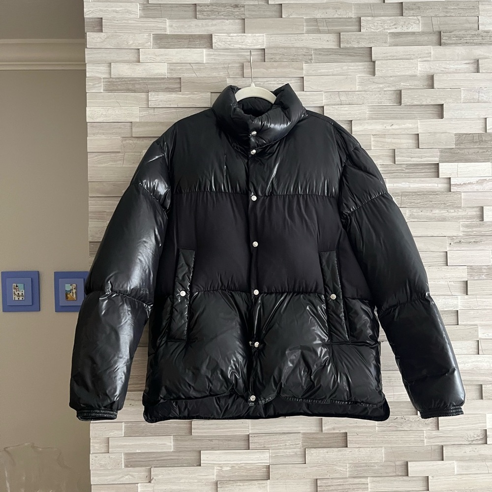 Moncler Black Puffer Jacket with Glossy Finish